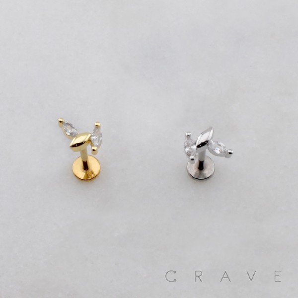 MARQUISE CZ CASCADE THREADLESS (PUSH IN) 316L SURGICAL STEEL LABRET SET